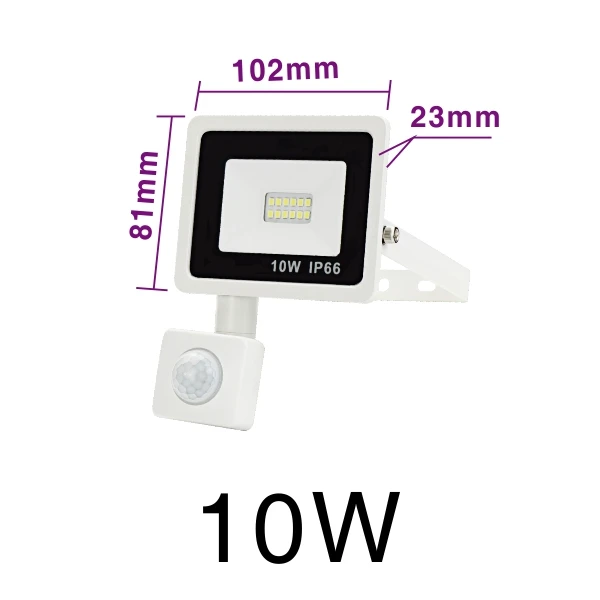 10W Cold White Светодиодный прожектор с датчиком движения PIR, 10 Вт, 20 Вт, 30 Вт, 50 Вт, 100 Вт, белый наружный прожектор, IP66, водонепроницаемый Светодиодный прожектор для ландшафтного освещения - Испускаемый цвет: 10W Cold White