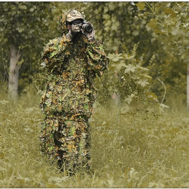 

Hunting clothes New 3D maple leaf Bionic Ghillie Suits Yowie sniper birdwatch airsoft Camouflage Clothing jacket and pants