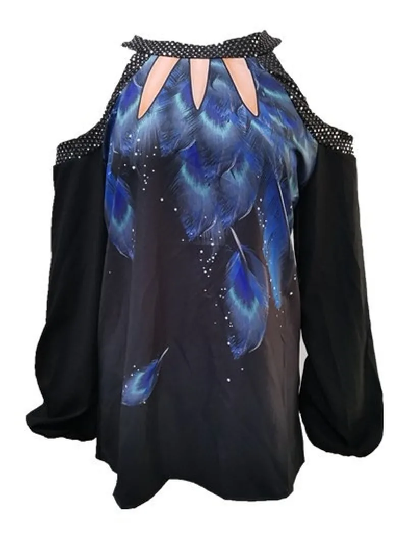 Весна-лето 2020 женская футболка модная с длинным рукавом и принтом в виде листьев