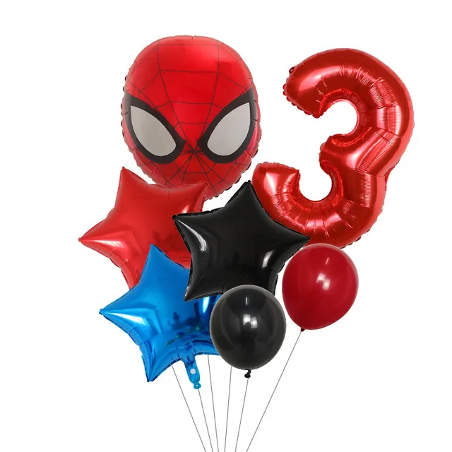 Ballons numérotés en aluminium Marvel pour enfants, décoration de fête d' anniversaire, thème spidSuffolk MEDK, jouet de fête, 1 an, 2 ans, 3 ans, 4  ans, 9 pièces - AliExpress