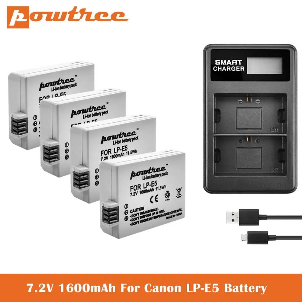 LP E5 1600 мА/ч 7 2 V Батарея + светодиодный двойной Зарядное устройство для Canon 1000D 500D 450D