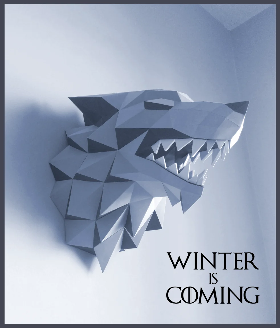 Игрушка льда и огня/игра силовой стек семья волк король голова белая бумажная