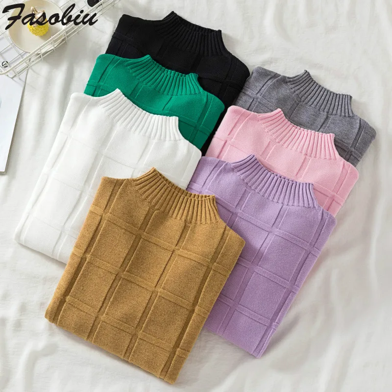 Осень-зима 2019 новинка пуловер с высоким воротником свитер для женщин тонкий