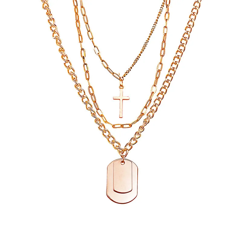 

Popular street hip hop multi - layer cross necklace chain web celebrity versatile necklace