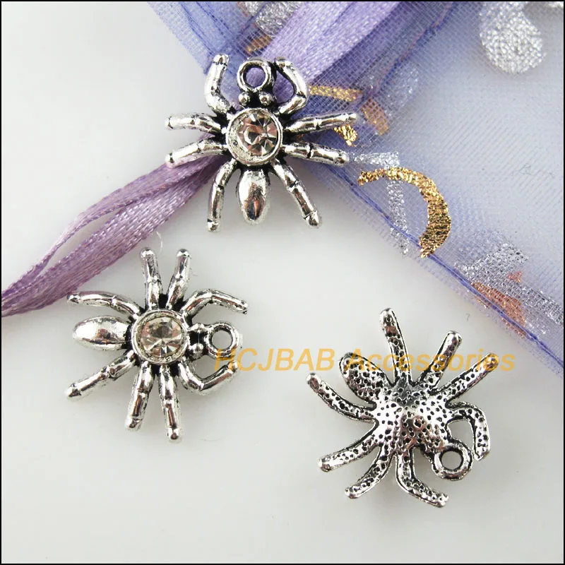 20 шт. Тибетский серебристый цвет прозрачного хрусталя животных Паук Подвески
