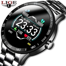 LIGE 2020 New smart watch Men IP67 Waterproof Fitness Tracker Heart Rate Blood Pressure Monitor Pedo