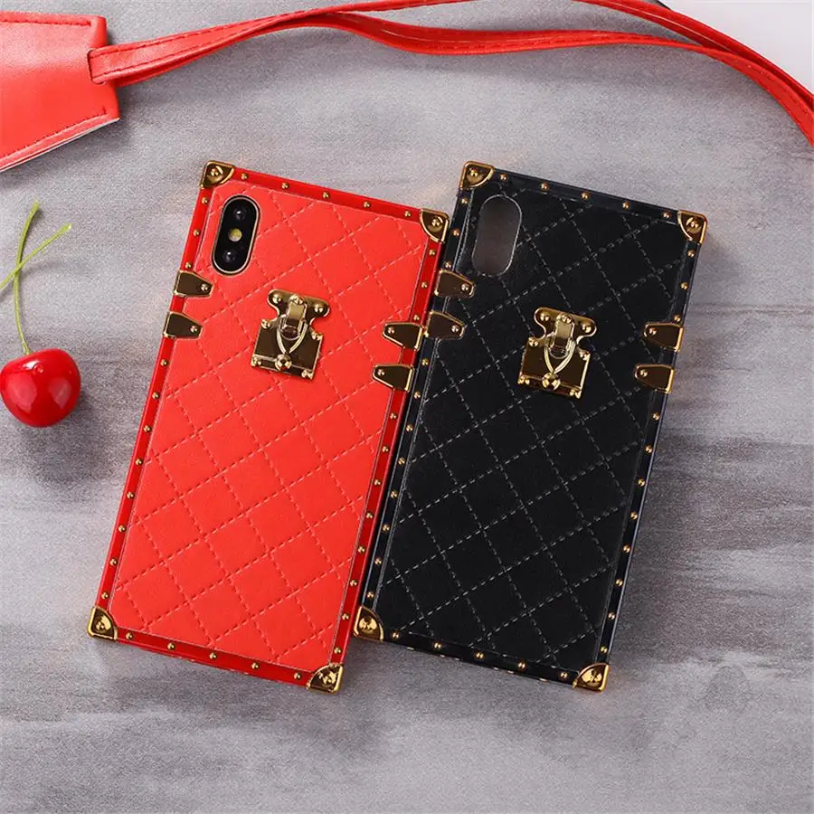 Роскошный чехол для телефона из искусственной кожи s для iphone 11X6 6s 7 8 Plus XR Xs Max Модный Винтажный чехол с квадратной решеткой для задней крышки телефона Coque чехол