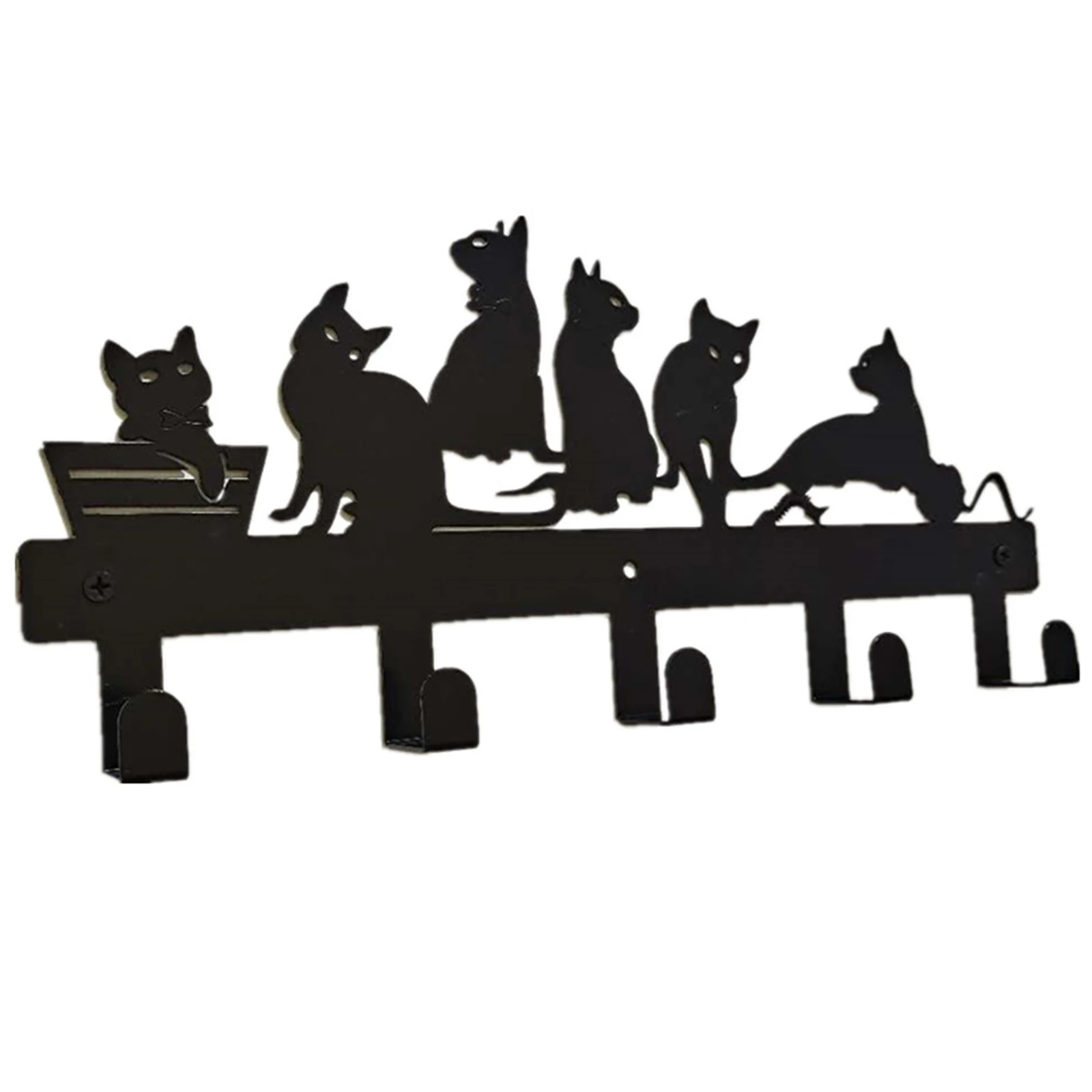 

Towel Rack with 5 Hooks, Letter Shape Wrought Iron Bathroom Hanger Decoration (Black)