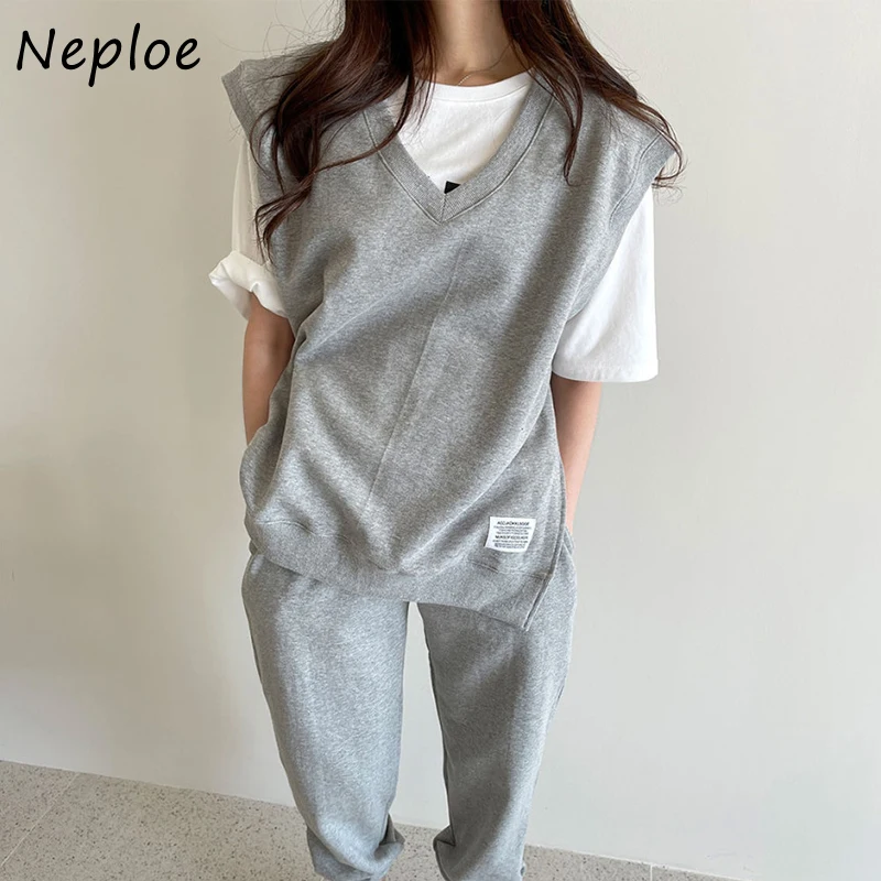 Комплект из двух предметов Neploe для женщин Корейская шикарная Свободная майка с