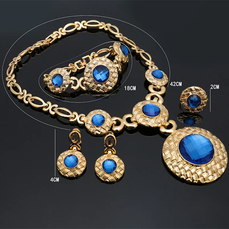 

Fani Nigerian woman accessories jewelry set Brand Dubai gold colorful Jewelry Set Wholesale Fashion African Beads Jewelry Set
