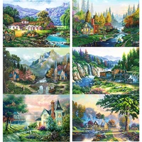 new 5d diy diamond painting cross stitch spring landscape diamond embroidery full square round drill manual art home decor gift