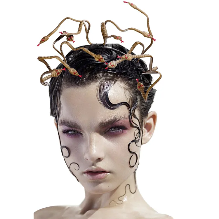 Новый головной убор в виде змеи Medusa для Хэллоуина карнавала искусственных волос