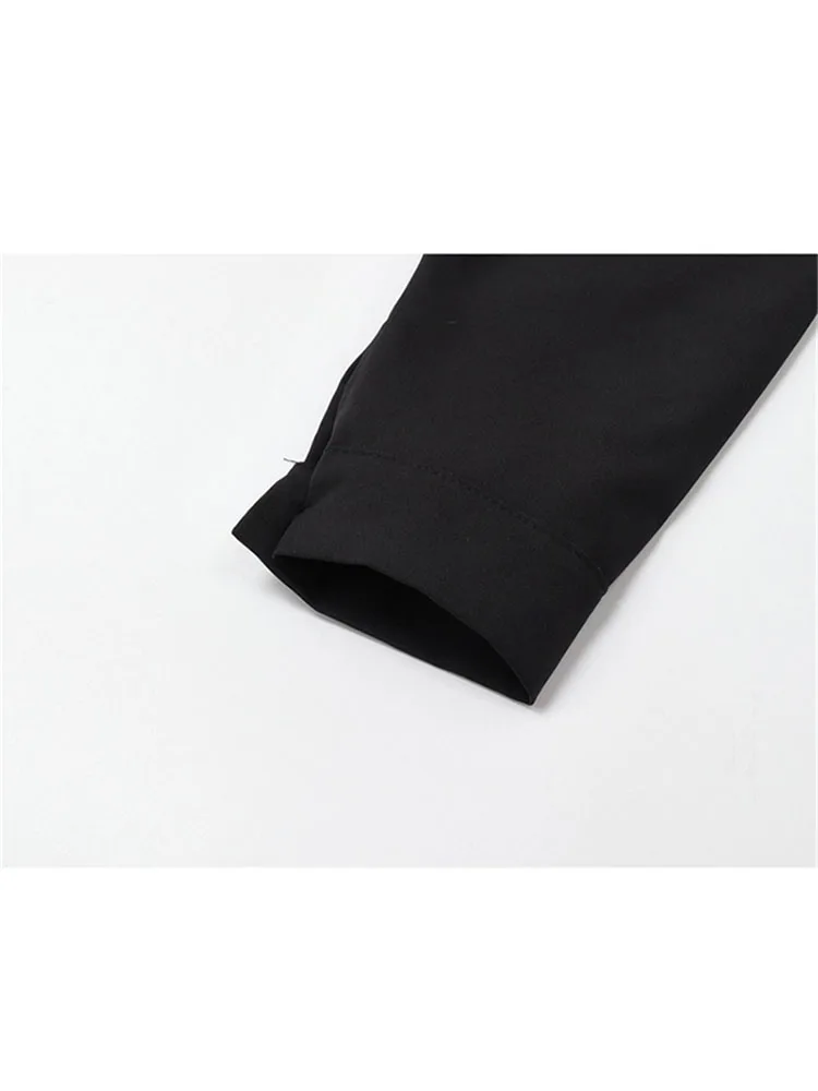 Женская винтажная блузка с длинным рукавом черная Готическая большого размера в