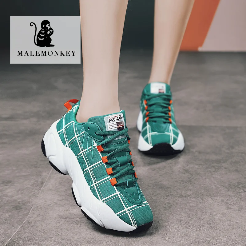 

Platform Sneakers Women Casual Sports Shoes Non-slip 2021 White Spirng Autumn Lace Up Breathable Flat Shoes Fashion Plus Size 44