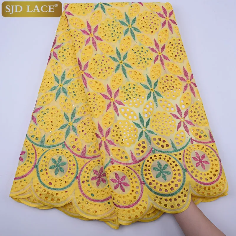 

SJD LACE 100% Cotton Lace Fabric High Quality Swiss Voile In Switzerland Perforated cotton cloth For Party Prom Dress A1794