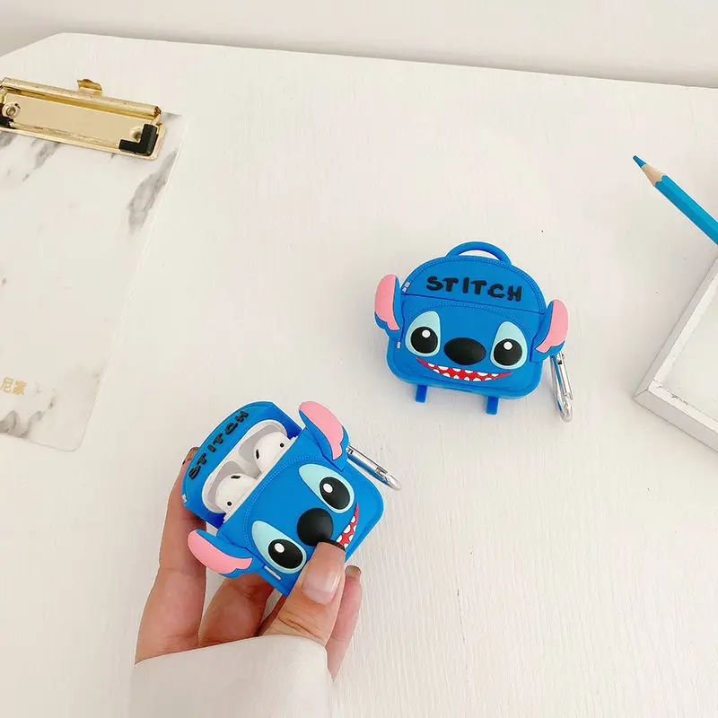 

Disney Stitch Earphone Case Cover For Apple Airpods 1 2 3 Pro Cartoon Silicone Bluetooth Headphone Cover For Airpods With Hook