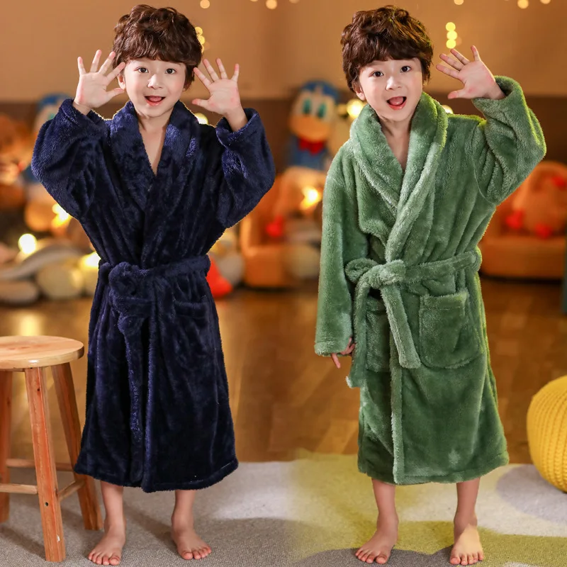 ULKNN Winter Children's Bathrobe Pajamas For Girls Kids Sleepwear Robe 2-14 Years Teenagers Pyjamas For Boys