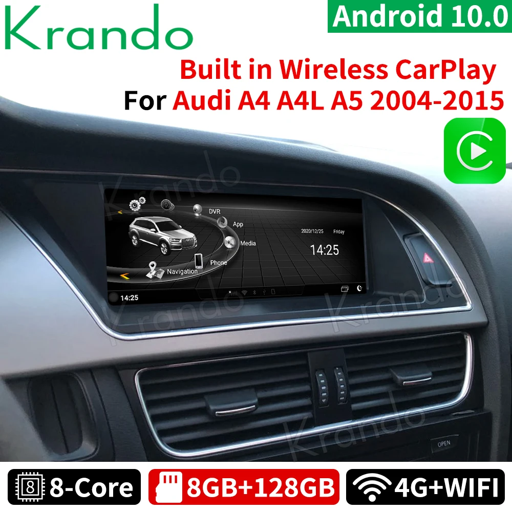 Krando Android 10 0 8G 128G Встроенная память 8 ''автомобиль радио навигации для Audi A4 A4L A5 2009