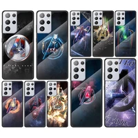 marvel avengers logo for samsung galaxy s21 ultra plus a72 a52 4g 5g m51 m31 m21 luxury tempered glass phone case cover