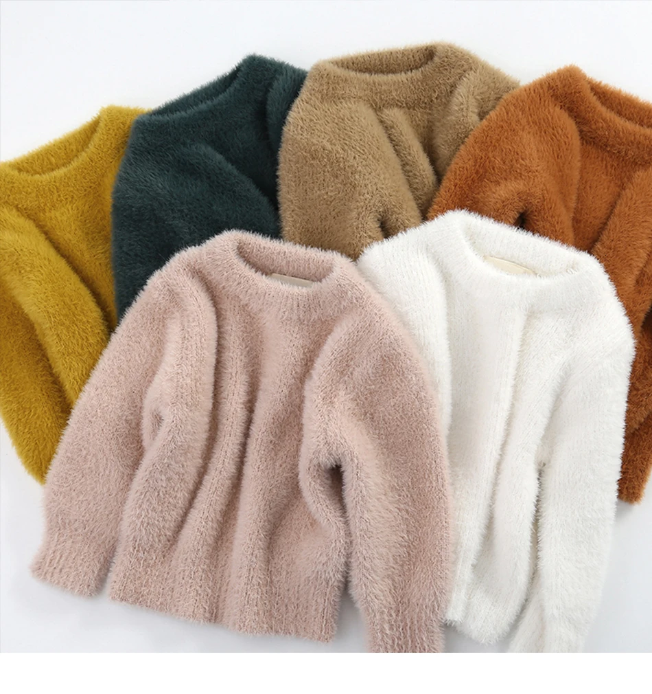 Baby Girl Winter Clothes Imitation Mink Jacket Baby Warm Coat Christmas Sweater Sweaters For Girls 1-4 Years Old Kids Sweater