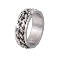 european punk hip hop rock style fashion ring stainless steel rotary chain rings for men and women