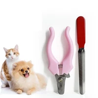 pet nail clipper set curved handle scissors red file cat and dog cleaning products with quick safety guard grooming razor