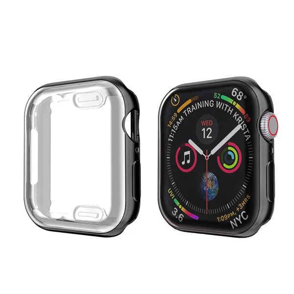 TPU чехол для apple watch 5 4 3 2 1 чехол 44 мм/40 мм iWatch 42 мм/38 мм мягкий защитный бампер для экрана Аксессуары для apple watch - Цвет: black