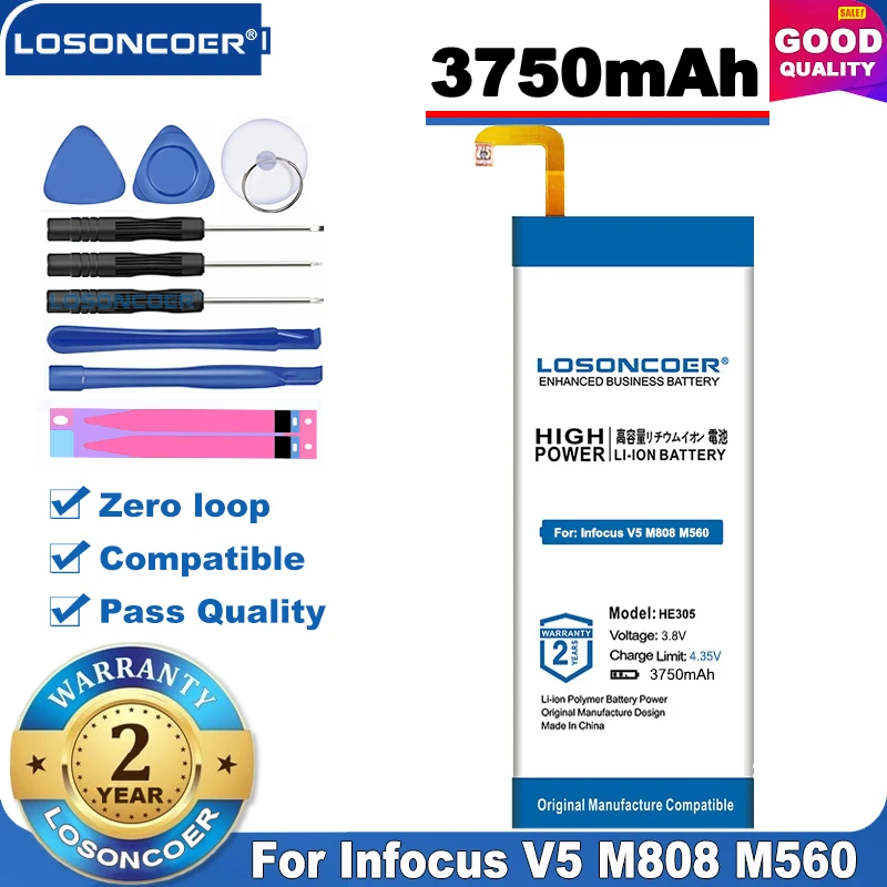 100% Оригинальный LOSONCOER 3750 мАч HE305 Сменный аккумулятор для Infocus V5 M808 M560 батарея