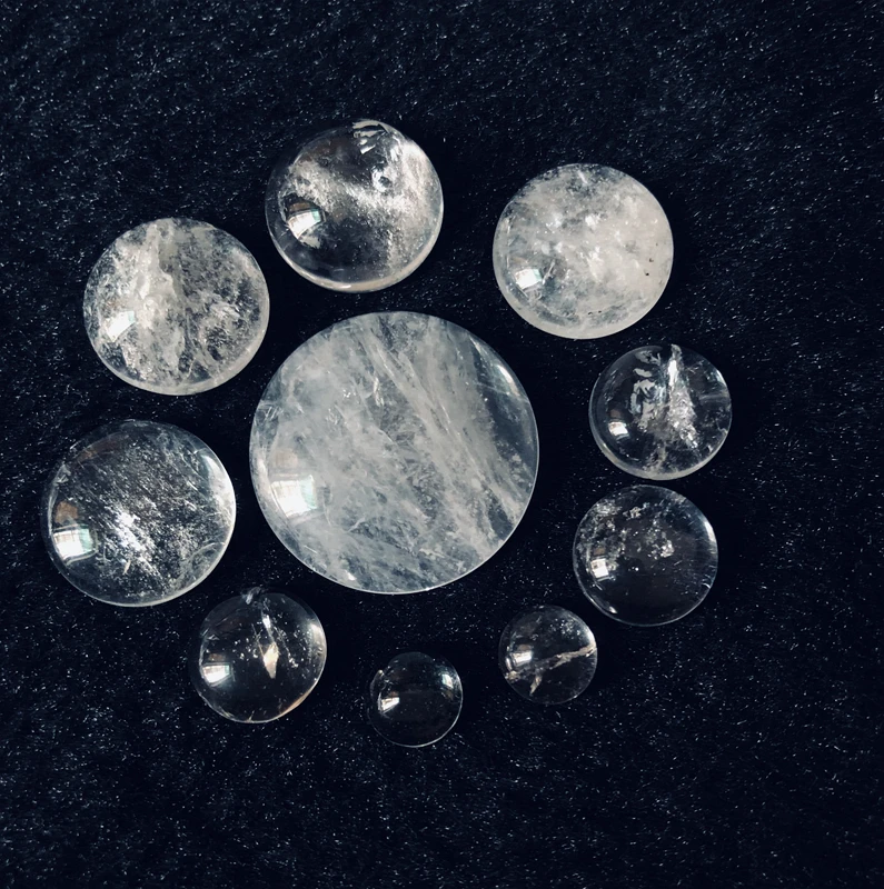 Toptan temizle kuvars kaya kristal boncuk Cabochon 8mm 10,12,16,20,25mm yuvarlak mücevher taş takı Cabochon yüzük yüz, 4 adet/grup