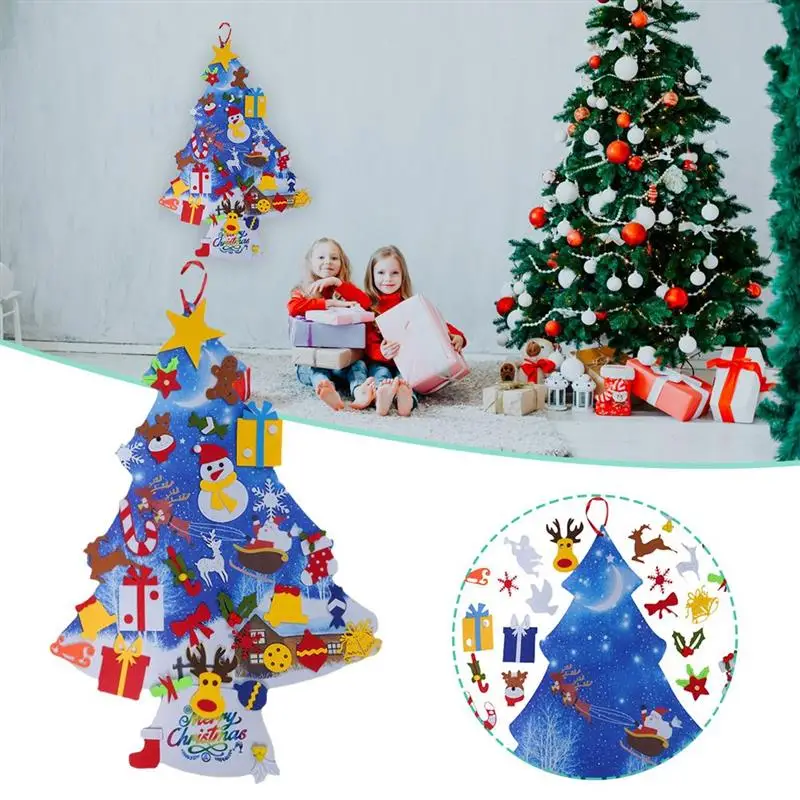 

3D DIY фетровая Рождественская елка, настенные украшения для рождественской елки, войлочная Рождественская елка, домашний декор для детей, ро...