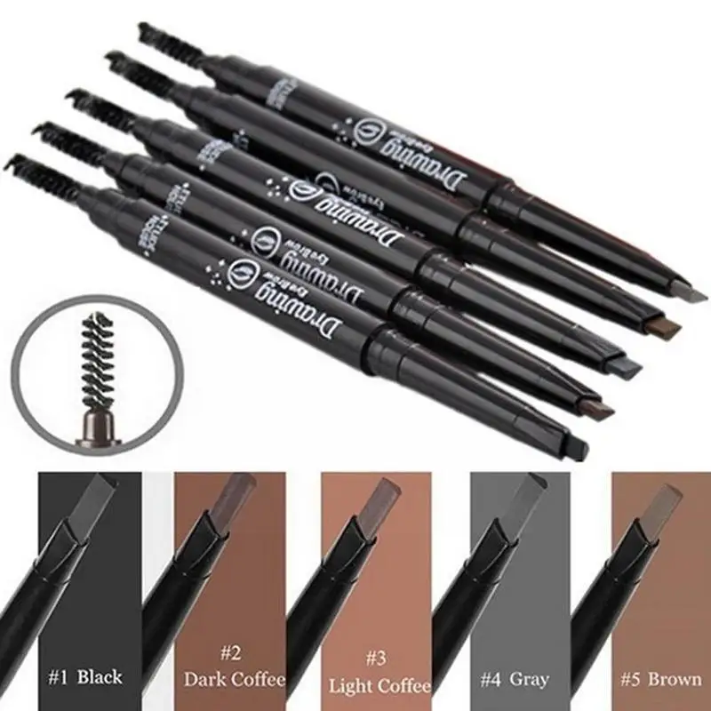 

Двухсторонний карандаш для бровей двойного назначения Автоматическое вращение водонепроницаемый с долговечной и устойчивой к поту щеткой...