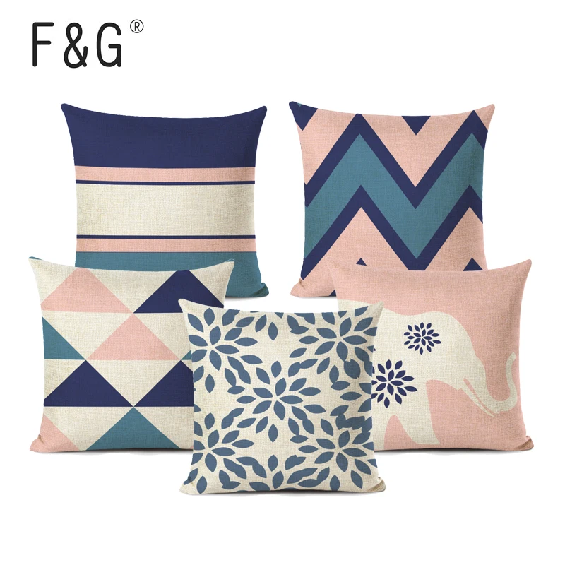 

Nordic Design Cushion Cover Pink Blue Geometric Throw Pillowcase 45cmX45cm Color Decoration Home Office Car Bed Seat Pillow Case