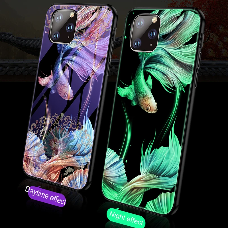 Светящийся чехол для iPhone 11 Pro Max XS MAX XR 6 6S Plus 7 8 из закаленного стекла | Мобильные