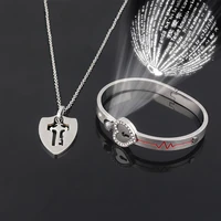 matching puzzle couple heart lock bracelet and key pendant necklace for lover jewelry gift