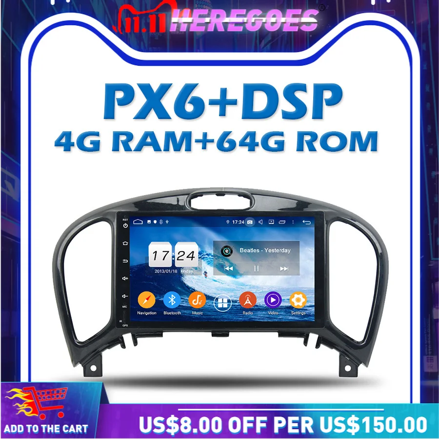 Автомобильный 6 ядерный DVD плеер PX6 IPS DSP Android 10 0 4 Гб 64 ROM Wifi Bluetooth 5 RDS радио GPS карта