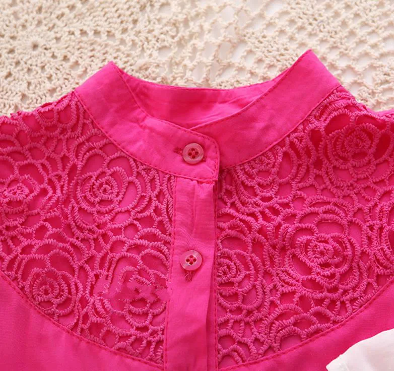 Белая блузка в стиле ретро для девочек топы с кружевом подростков на весну и лето