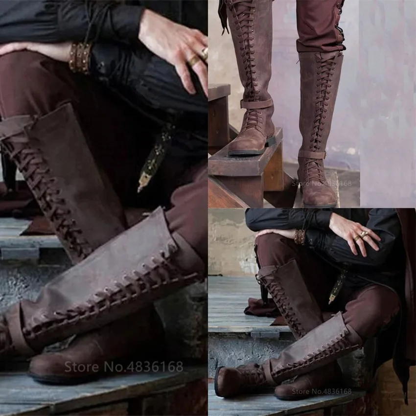 Средневековый костюм Мужские рыцарские сапоги Обувь для косплея викинга из