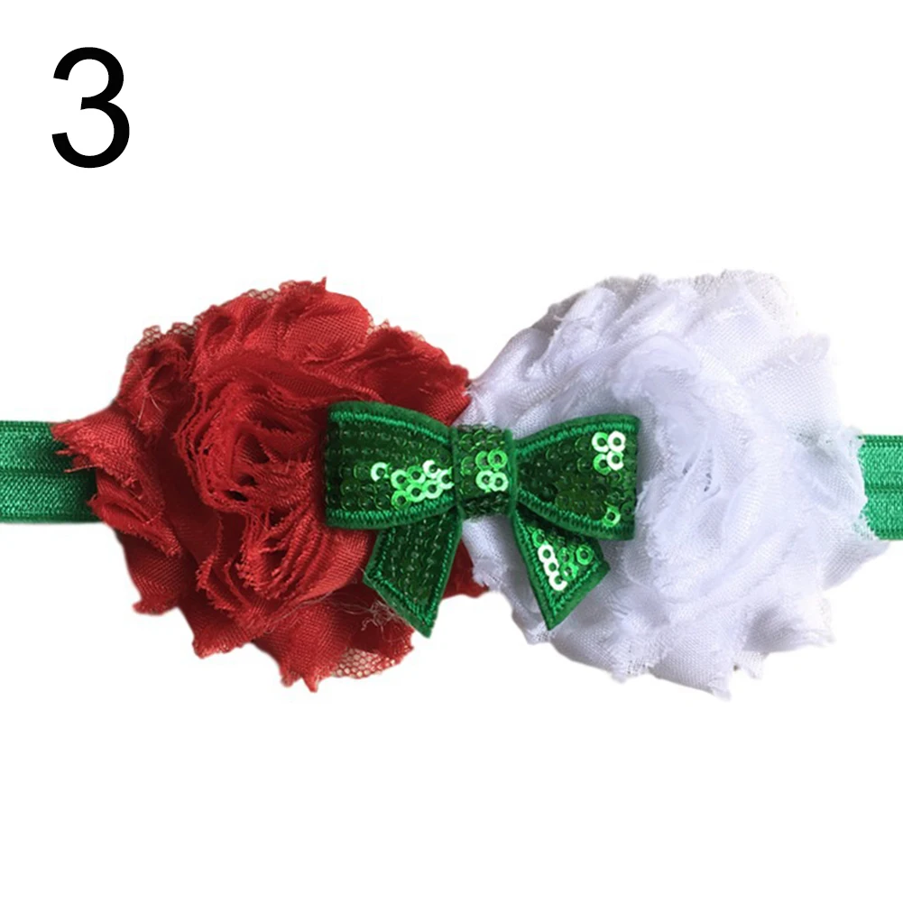 2019 New Year Xmas Headwear Baby Girls Christmas Flower Sequined Bow Headband Party Elastic Hair Band hair accessories Head | Детская