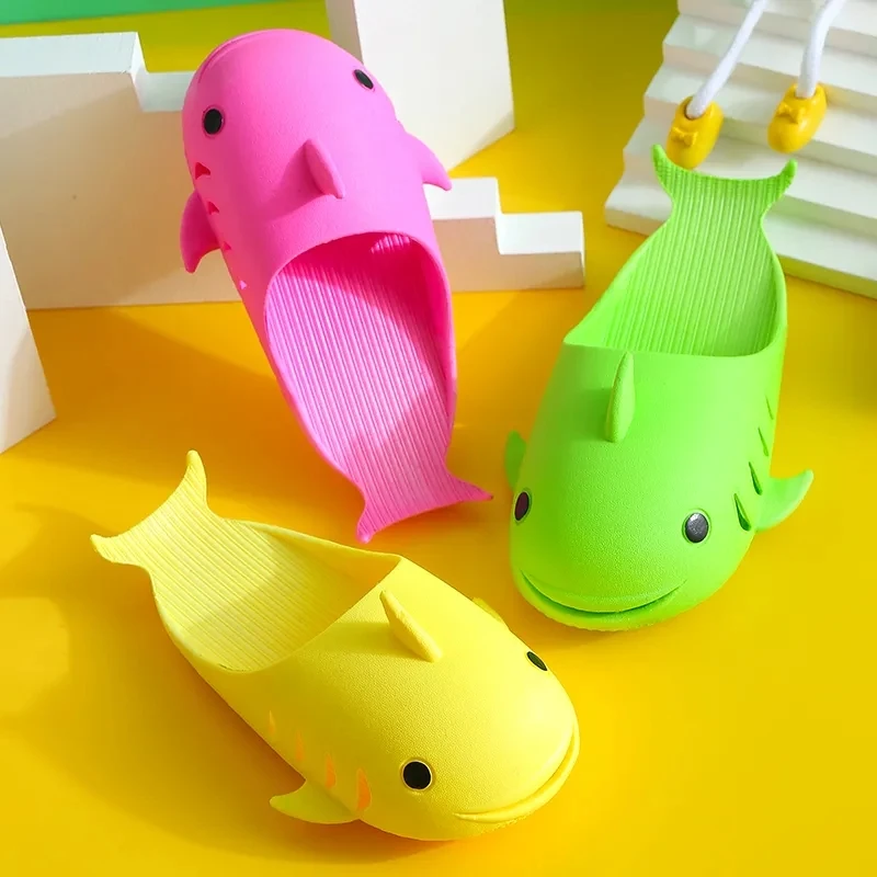 

2021 Four Seasons New Children Slipper Pvc Colorful Cartoon Dolphin Creativity Household Slippers