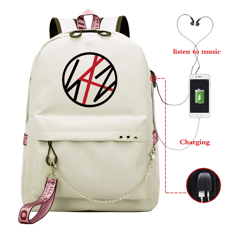 

Stray Kids Canvas Backpack Women Korean Kpop Style Kawaii Travel School Backpack Multi Pocket Backpack for School Teenagers Girl