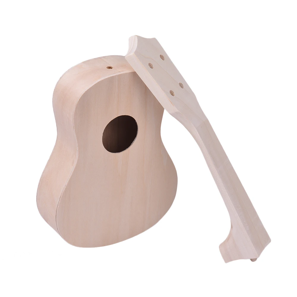 21 Inch Unfinished DIY Ukulele Ukelele Uke Kit Composite Board Body Basswood Neck Plastic Fingerboard Bridge Nylon Strings | Спорт и