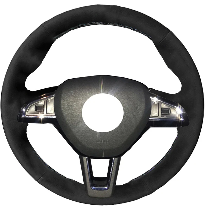 

Alcantara Leather Suede Car Steering Wheel Cover for Skoda Octavia 2017 Fabia Rapid Spaceback 2016 Superb (3-Spoke)