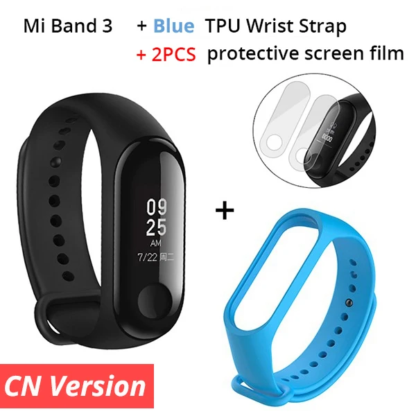 Add Blue Strap Xiaomi mi Band 3 фитнес-трекер умный Браслет 0,7" OLED сенсорный экран 50 м водонепроницаемый mi band 3 Смарт-браслет - Цвет: Add Blue Strap