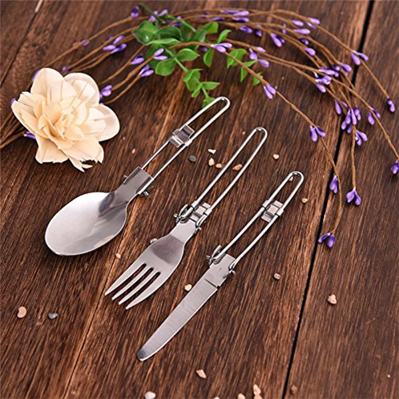 3 шт./компл. столовая посуда из нержавеющей стали набор складной портативный