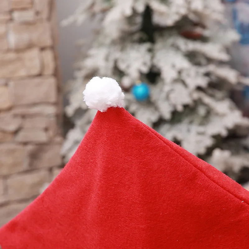 Чехол на стул обеденный стол Санта Клаус снеговик красный колпачок орнамент