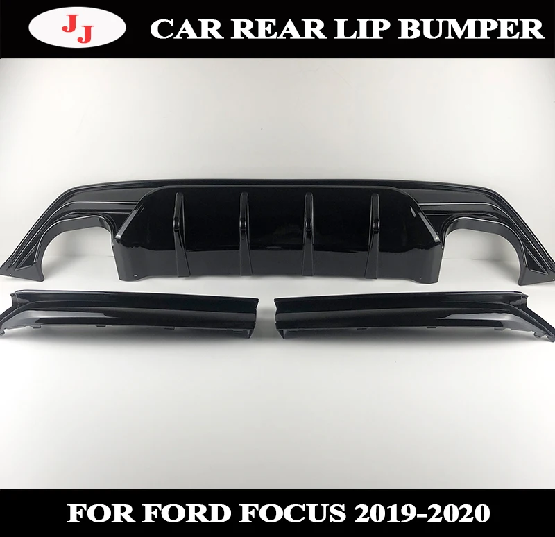 For Ford Focus ST-line Rear Bumper Lip Diffuser Hatchback 4-Door 2019 ABS Bright Black spoiler Hatchback sedan