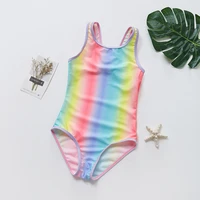 fahion summer toddler baby kids girls striped rainbow one piece swimsuit children beach swimwear bathing suit traje de ba%c3%b1o 2020