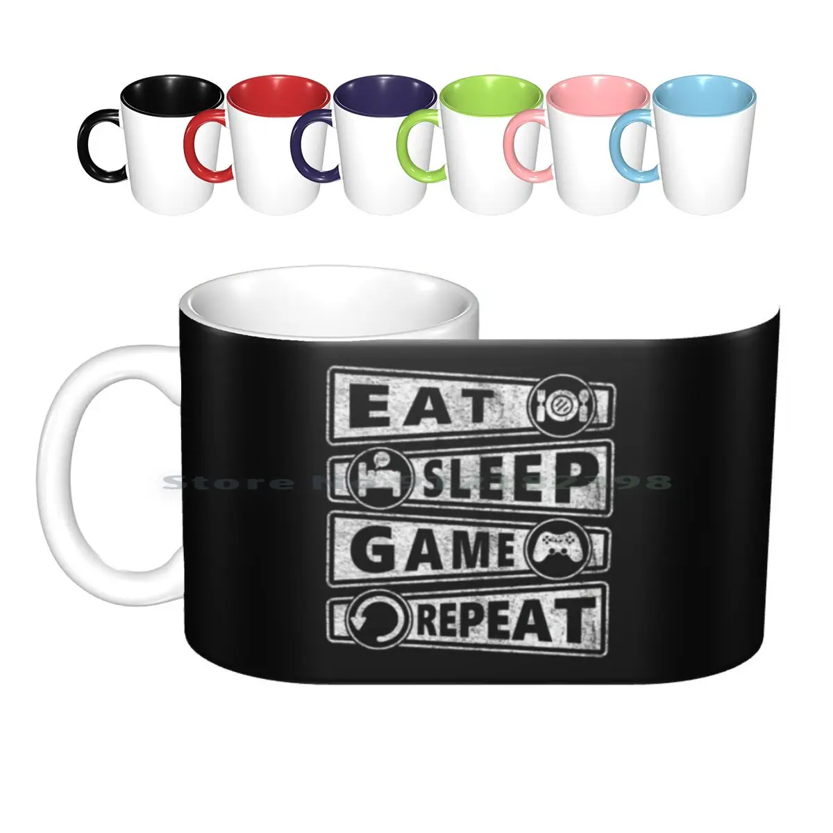 

Керамические кружки с надписью «Eat Sleep», кофейные чашки, Кружка для молока и чая, играйте в спящий режим, играйте в повторный сон, играйте в фу...