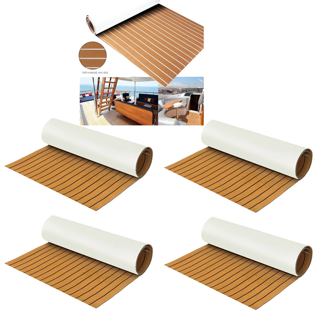 

Настил из искусственного тика и ЭВА, 4 шт., нескользящий, для рыбалки, лодки, яхты, жилого автодома, самоклеящийся, 240x60 см/94x23 дюйма