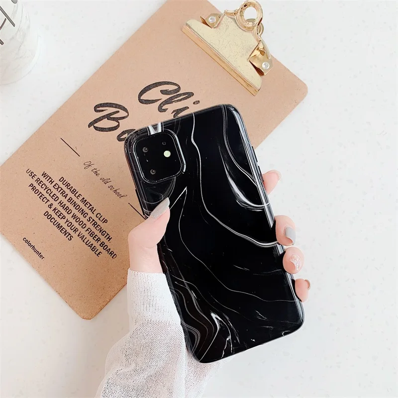 Глянцевый Гладкий мрамор чехол для телефона Iphone 11 11pro 11promax X Xs Xsmax Xr Мягкий